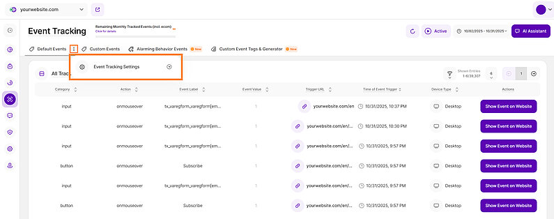 Manage Your Event Tracking Settings