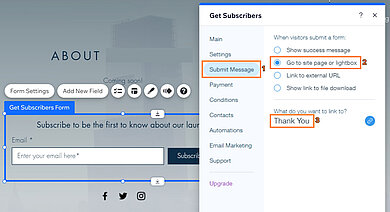Link the Thank You page to your form Link the Thank you page to your form