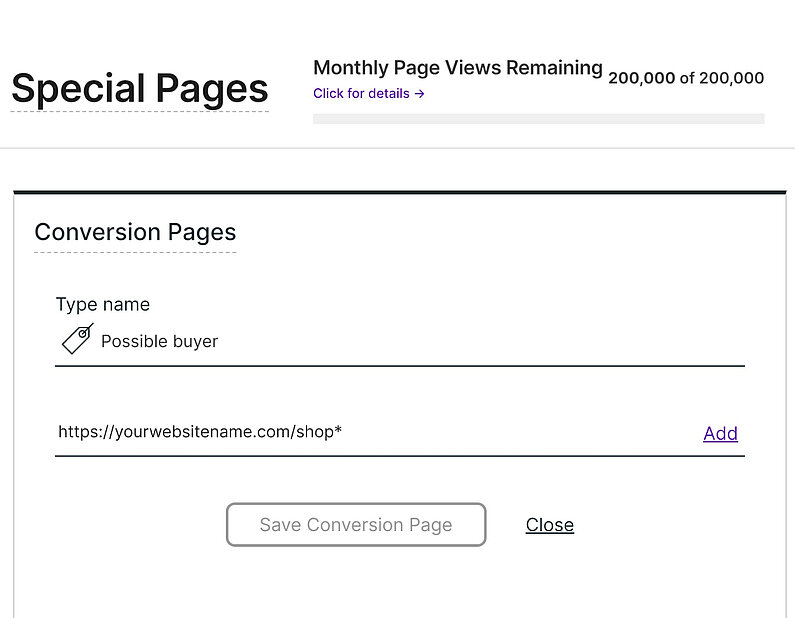 Add a New Conversion Page Add a New Conversion Page
