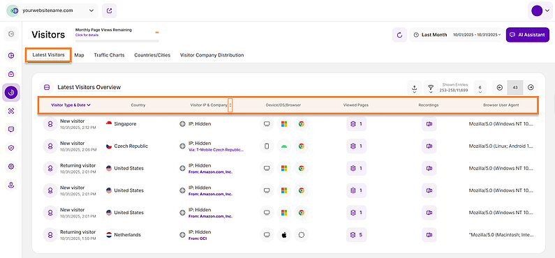 View Detailed Information about Your Visitors View Detailed Information about Your Visitors