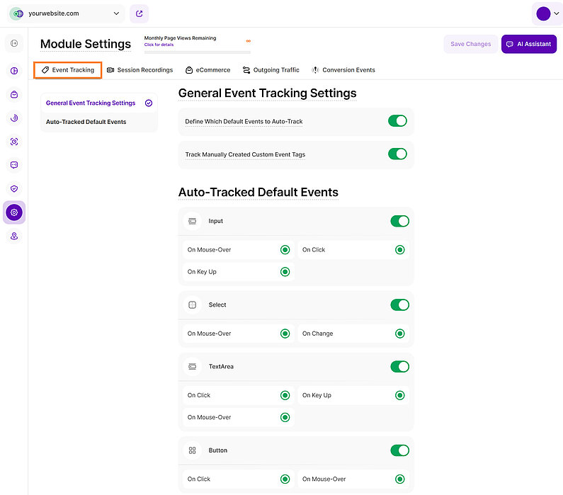 Manage Your Event Tracking Settings