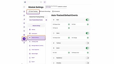 Setting auto tracked default events in TWIPLA