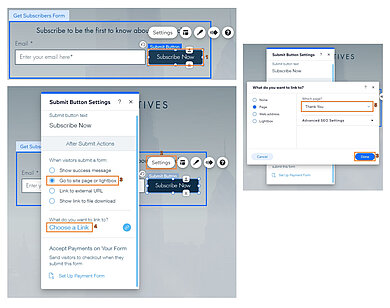 Link the Thank You page to a button Link the Thank You page to a button