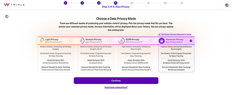 Choose a data privacy mode