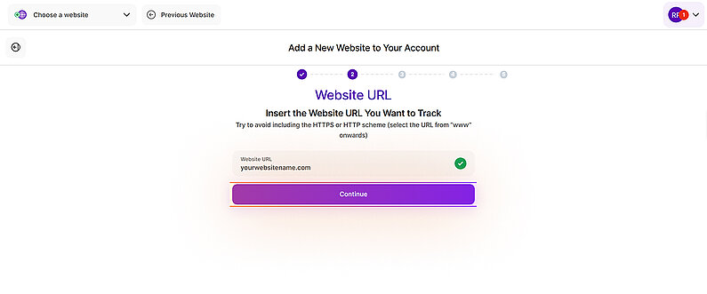 Insert your new website url to track