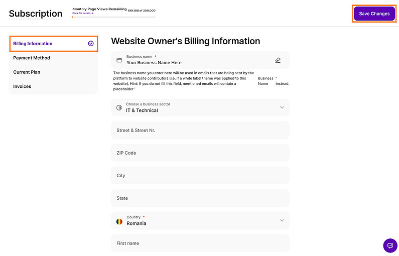 Update Billing Information Update Billing Information