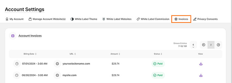 Manage Invoices for All Your Websites Manage Invoices for All Your Websites